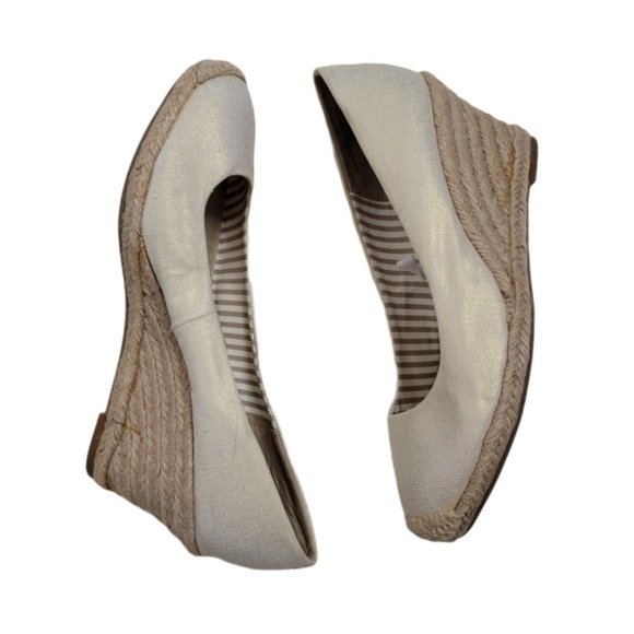 Merona Ivory Metallic Round Toe Slip-on Espadrille Wedge - Picture 4 of 11